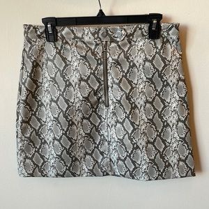 Grey faux leather snakeskin mini skirt